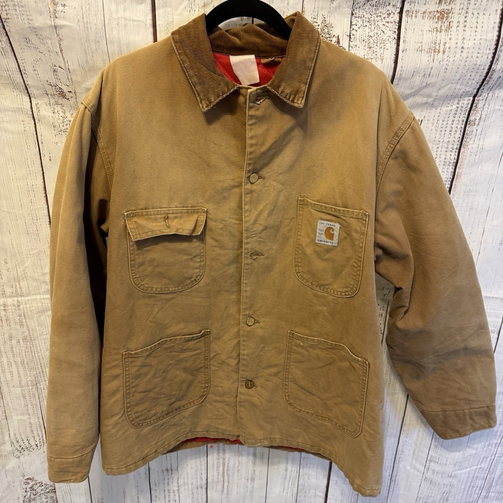 Carhartt Men's Chore Jacket‎ Vintage 100th Anniversary Red Quilted Lined 80s XL